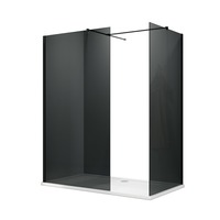 ELEGANT 1200X760mm Smoked Glass Black Fittings Easy Clean Walk-In Shower Enclosure (Inc Shower Panels + Stone Resin Tray + Waste)