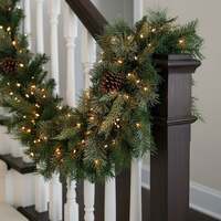 The Christmas Centre Hollingworth Spruce 6ft (180cm) Prelit Christmas Garland with Warm White Battery Operated LED Lights