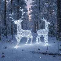 Outdoor Light Up Acrylic Christmas Reindeer Pair of Stags Set