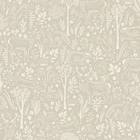 Woodland Animals Textured Vinyl Wallpaper Beige Grandeco LD3403