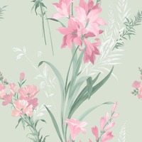 Thalia Floral Wallpaper Sage Green Belgravia 768