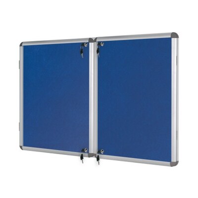 Bi-Office Lockable Felt Noticeboard Display Case 2380 x 1180mm (40 x A4) BLUE