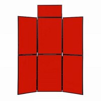 Image of 6 Panel Folding Display Stand Black Frame/Red Fabric