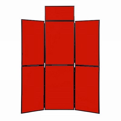 6 Panel Folding Display Stand Black Frame/Red Fabric