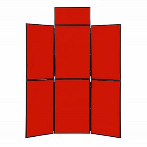 6 Panel Folding Display Stand Black Frame/Red Fabric