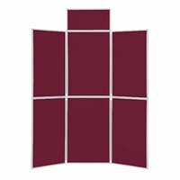Image of 6 Panel Folding Display Stand Grey Frame/Wine Fabric
