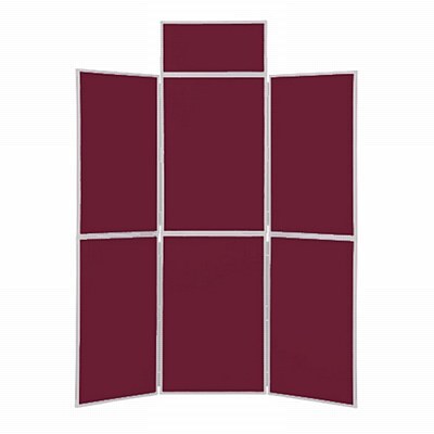 6 Panel Folding Display Stand Grey Frame/Wine Fabric