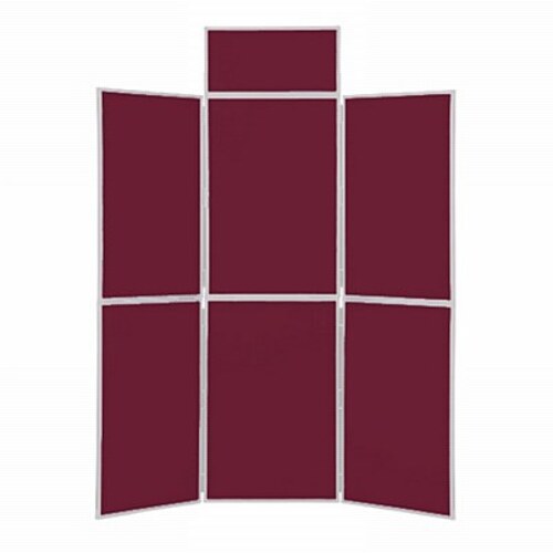 6 Panel Folding Display Stand Grey Frame/Wine Fabric
