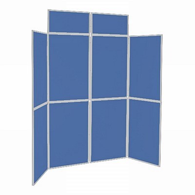 8 Panel Folding Display Stand Grey Frame/Blueberry Fabric