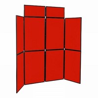 Image of 8 Panel Folding Display Stand Black Frame/Red Fabric