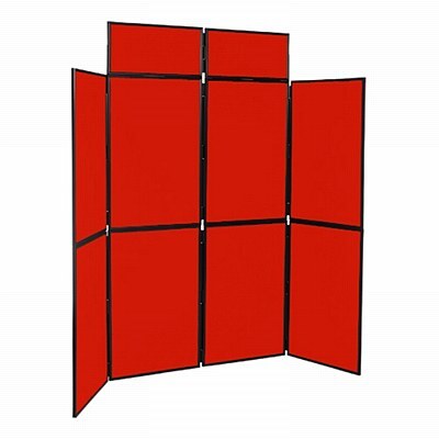 8 Panel Folding Display Stand Black Frame/Red Fabric