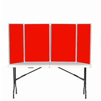 Image of 4 Panel Maxi Desk Top Display Stand Grey Frame/Red Fabric