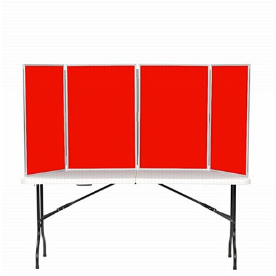 4 Panel Maxi Desk Top Display Stand Grey Frame/Red Fabric