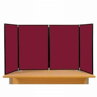 Image of 4 Panel Maxi Desk Top Display Stand Black Frame/Wine Fabric