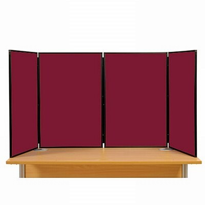 4 Panel Maxi Desk Top Display Stand Black Frame/Wine Fabric