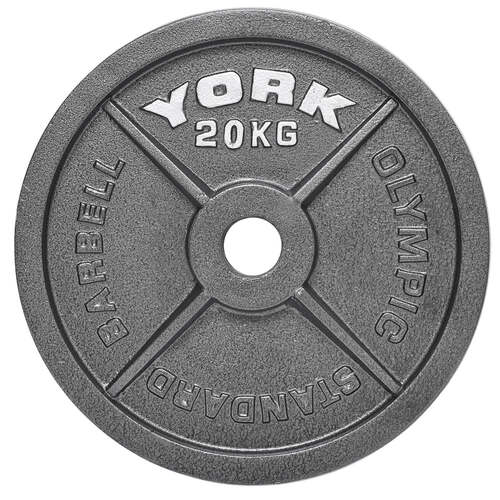 York 20kg Hammertone Cast Iron Olympic Plate