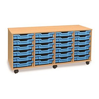 Image of 24 (6x4) Shallow Tray Unit Beech Finish Other Colour Trays