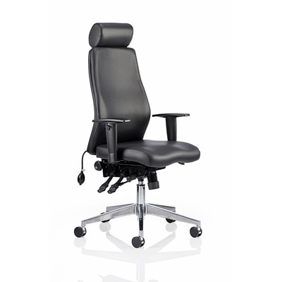 Onyx Posture Chair with Headrest Black Leather