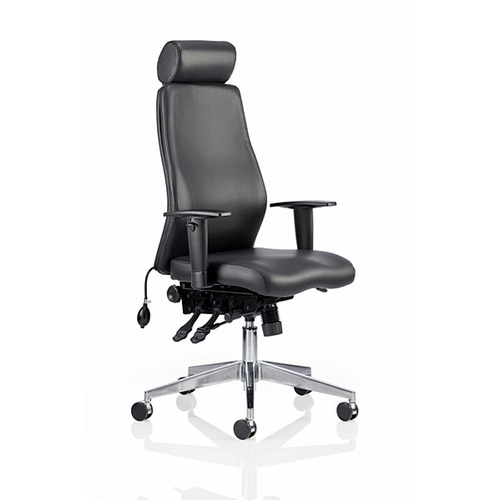 Onyx Posture Chair with Headrest Black Leather