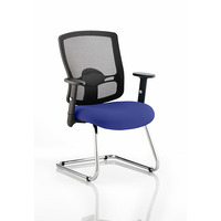 Image of Portland Cantilever Visitor Chair Stevia Blue fabric seat