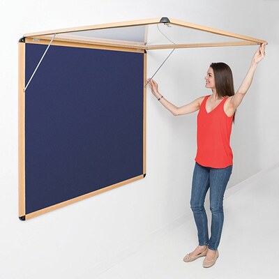 Shield Wood Effect Alu Frame Eco-Colour Corridor Tamperproof Noticeboard 1200 x 2400mm BLUE (*Supplied in 2 parts)