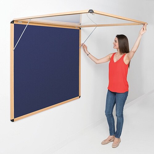 Shield Wood Effect Alu Frame Eco-Colour Corridor Tamperproof Noticeboard 1200 x 1800mm BLUE (*Supplied in 2 parts)