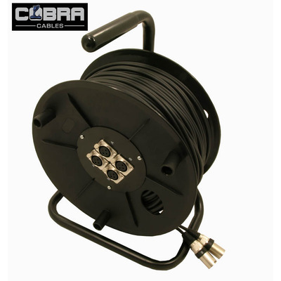 Cobra Microphone Snake Lead On Reel 50m 2 Inputs