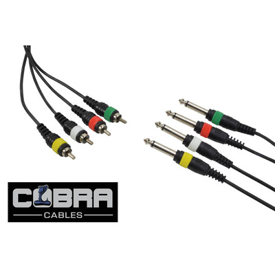 Jack To Phono RCA 4 X Patch Lead 3m