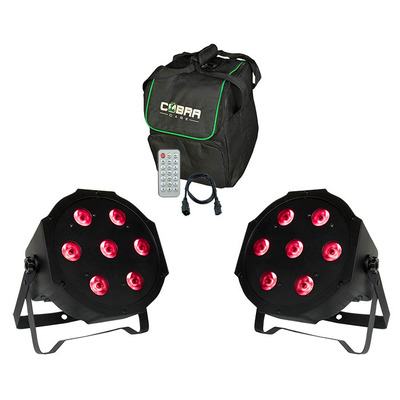 2 x RGBW LED Par Can Set with IR Remote, Bag & Cables