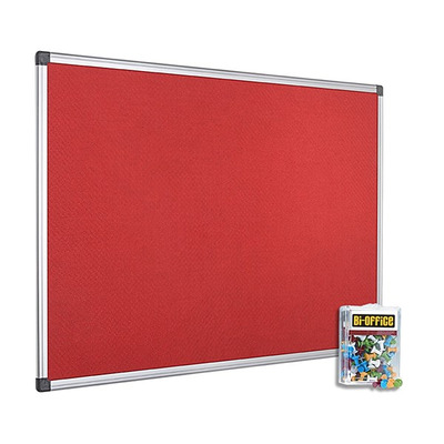 Bi-Office 1800x1200mm Red Felt Noticeboard and Pins