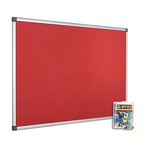 Bi-Office 1200x1200mm Red Felt Noticeboard and Pins