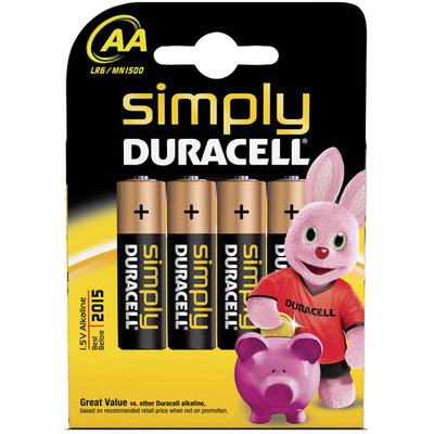 Simply Duracell Alkaline Batteries 4 Pack - AA