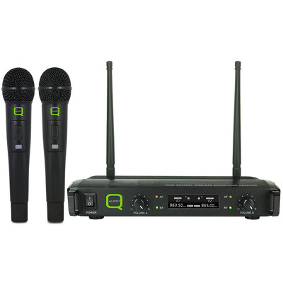 Dual Handheld UHF Microphone System by Q-Audio