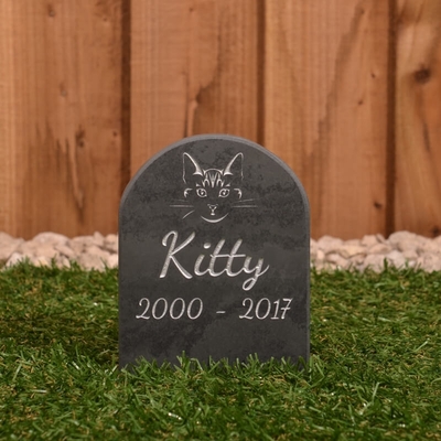 Pet Gravestone with motif &pipe; 19 x 11cm &pipe; smooth grey slate