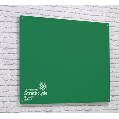 Magnetic Glass Board with your Logo 600 x 450mm Green