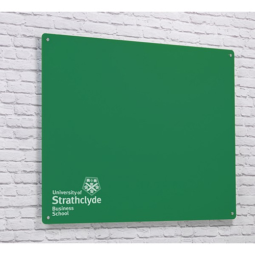 Magnetic Glass Board with your Logo 600 x 450mm Green