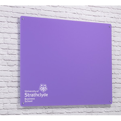 Magnetic Glass Board with your Logo 600 x 450mm Lilac