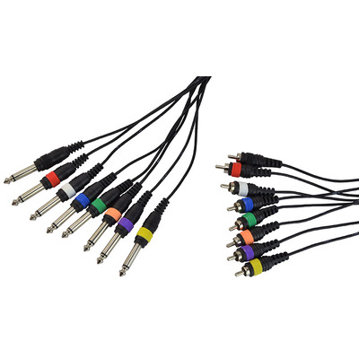8 Way Cable Loom &#172;" Jack to Phono With Colour Coded Plugs 3m Lead Length