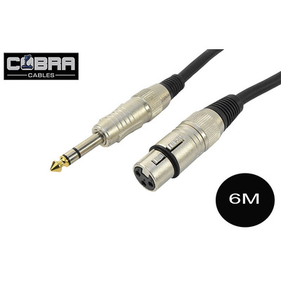 XLR (F) To Stereo 1/4 inch Jack Lead 6m