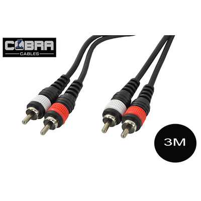2 x RCA to 2 x RCA Phono Audio Leads - 3m High-Quality Stereo Cables