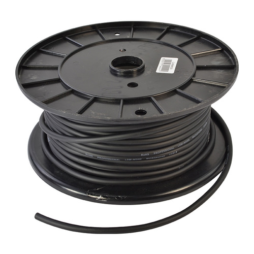 Microphone Cable, Low Noise, Flexible Black, 50m Roll