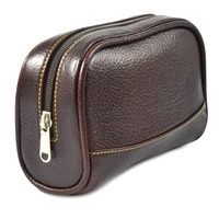 Image of Parker Brown Leather Mini Wash Bag
