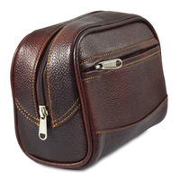 Image of Parker Brown Leather Wash Bag