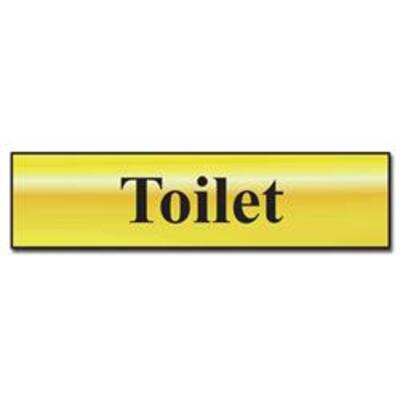 ASEC Toilet 200mm x 50mm Metal Strip Self Adhesive Sign Gold - Gold