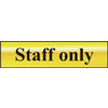 ASEC Staff Only 200mm x 50mm Gold Self Adhesive Sign - 1 Per Sheet