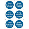 Image of ASEC Keep This Door Closed 200mm x 300mm PVC Self Adhesive Sign - 6 Per Sheet