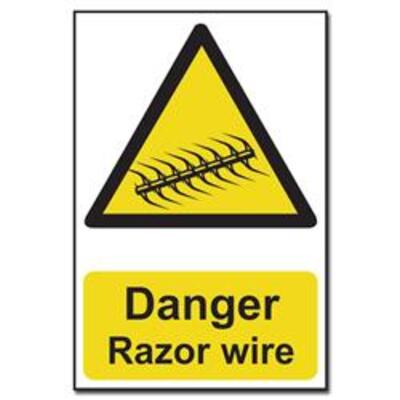 ASEC Danger: Razor Wire Sign 200mm x 300mm - 200mm x 300mm