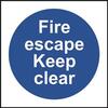 Image of ASEC Fire Escape Keep Clear Sign 100mm x 100mm - 100mm x 100mm
