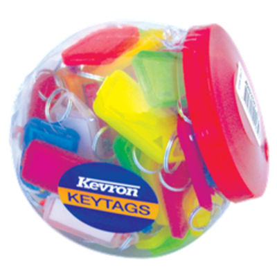 KEVRON  ID30 Giant Tags Display Tub 70pcs Assorted Colours - Assorted Colours x 70