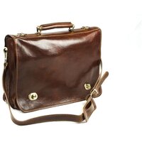 Classic Range Italian Leather Turn-Lock Messenger Bag - Brown Classic Range Italian Leather Turn-Lock Messenger Bag - Brown